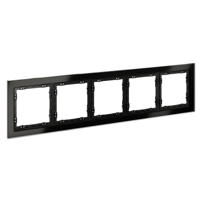 Рамка стеклянная VOLTUM S70 на 5 постов, (черный,стекло), VLS110508