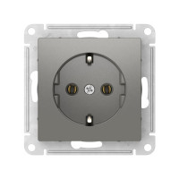 ATN000943S - ATLASDESIGN РОЗЕТКА с заземлением без шторок, 16А, мех., быстрозажим. клем., СТАЛЬ, Systeme Electric