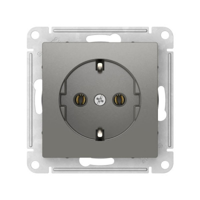 ATN000943S - ATLASDESIGN РОЗЕТКА с заземлением без шторок, 16А, мех., быстрозажим. клем., СТАЛЬ, Systeme Electric