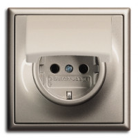 ABB Розетка 2к+з, с защитной крышкой, цвет - шампань-металлик,  серия Impus