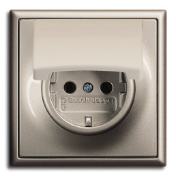 ABB Розетка 2к+з, с защитной крышкой, цвет - шампань-металлик,  серия Impus