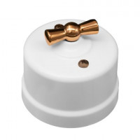 Bironi Выключатель 1-кл., проходной, пластик, цвет Белый, Медь, B1-201-21-C