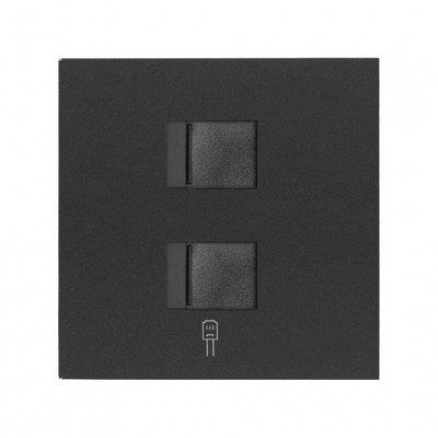 Simon 10000006-238 Накладка розетки 2xRJ45 цвета черный матовый S100