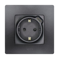 Legrand Розетка с заземлением с USB тип C - Legrand Etika - со шторками 16А 250В 1500мА 7,5Вт безвинтовые зажимы - антрацит, 672688 Legrand Розетка с заземлением с USB тип C - Legrand Etika - со шторками 16А 250В 1500мА 7,5Вт безвинтовые зажимы - антрацит, 672688