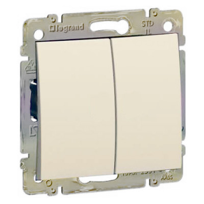 Legrand Переключатель двухклавишный - Legrand Valena - 10А 250В схема 6/2 безвинтовые зажимы - слоновая кость, 695604