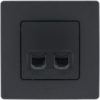 Legrand Совмещенная компьютерная + телефонная розетка, цвет - антрацит, серия Etika
