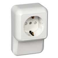 ПРИМА О/У РОЗЕТКА с зазем. со шт. ПЛИНТУСН.МОНТ.ПЛ.16А 250В, БЕЛЫЙ,опт.уп.Россия