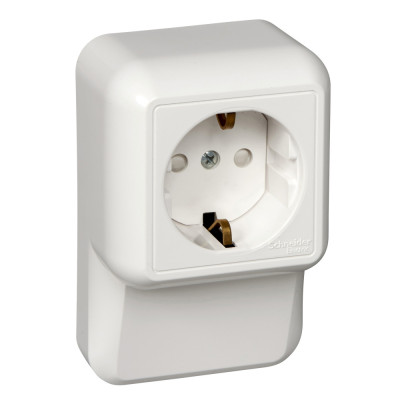 ПРИМА О/У РОЗЕТКА с зазем. со шт. ПЛИНТУСН.МОНТ.ПЛ.16А 250В, БЕЛЫЙ,опт.уп.Россия