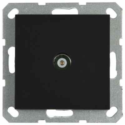 Розетка TV ?9.5mm оконечная с накладкой, цвет черный матовый (soft touch), G6001PB, Jasmart Electric