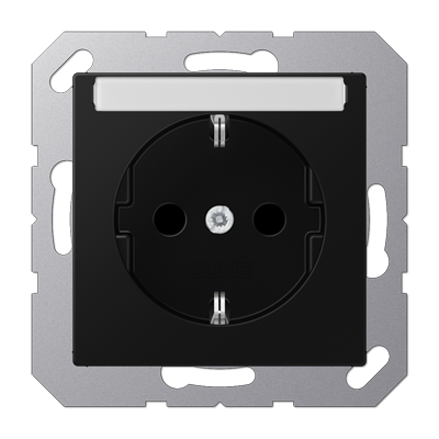 Розетка SCHUKO® 16A 250V с защитой от детей; с полем для надписи; термопласт; черный матовый, A1520BFKINASWM