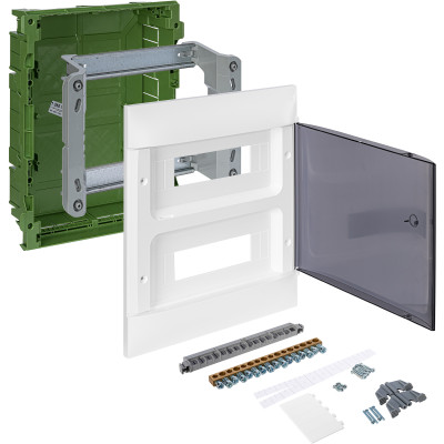 135572 Пластиковый щиток Legrand Practibox S, для встраиваемого монтажа (в полые стены), цвет двери "Дымчатый", 2X12