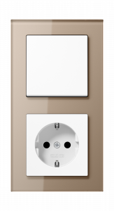 Jung Блок: Выключатель 1-клавишный с розеткой 2к+з,  серия A Creation