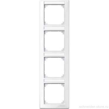 M-Smart Рамка 4-ная вертик. с полем для надписи, бел.