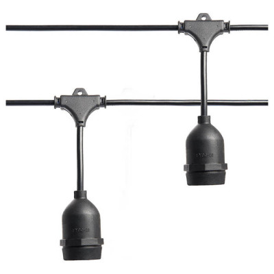 Гирлянда "Евро белт-лайт" на подвесах, 20 E27, шаг 50cm черный, 13м (3м сетевой шнур)  IP65, CL50-13-1, Feron 41826