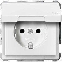 SD Розетка со шторк. и крышк. 2К+З 16А 250В~ IP44, бел. (max 16)