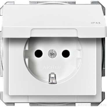 SD Розетка со шторк. и крышк. 2К+З 16А 250В~ IP44, бел. (max 16)
