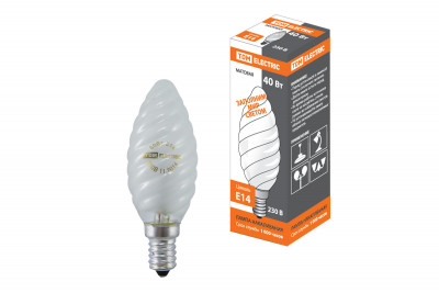 Лампа накаливания "Витая свеча" матовая 40 Вт-230 В-Е14 TDM Electric, SQ0332-0021