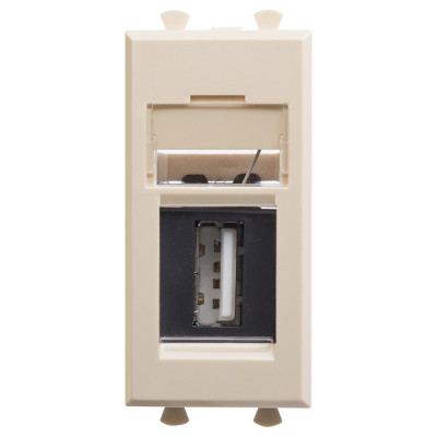 4405401 - ДКС USB 2.0 розетка модульная, тип А-А, "Avanti", "Ванильная дымка", 1 модуль