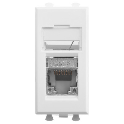 4400391 - ДКС Компьютерная розетка RJ-45 модульная, кат.6 экранированная, "Avanti","Белое облако", 1 модуль