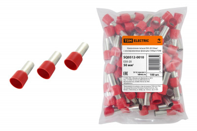 Наконечник-гильза Е50-20 50мм2 с изолированным фланцем (100шт) TDM Electric, SQ0512-0010