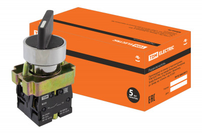 Переключатель BJ25 черный 2 положения I-0 длинная ручка 1з+1р TDM Electric, SQ0703-0012