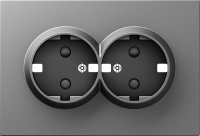 Donel A07 сталь накладка для розетки 2-й с заземлением, со шторками 16A 250 В~,серия DB, DE22237