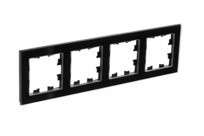 ATN321004 - ATLASDESIGN NATURE 4-постовая РАМКА, ОРГАНИЧЕСКОЕ СТЕКЛО ЧЕРНЫЙ, Systeme Electric