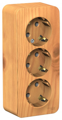 BLANCA О/У РОЗЕТКА 3-я с заземлением без шторок изолирующая пластина,16А, 250В, ЯСЕНЬ