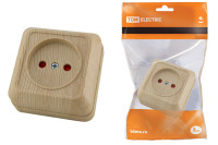 Розетка 2П открытой установки с з/ш IP20 10А, сосна "Ладога" TDM Electric, SQ1801-0053