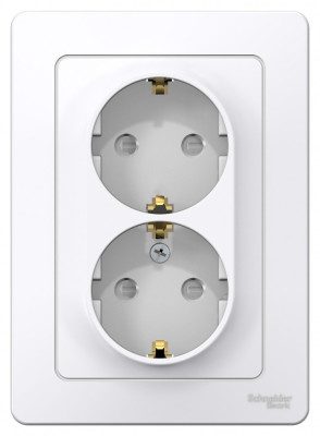 BLANCA С/У РОЗЕТКА двойная с заземлением со шторками, 16А, 250В, БЕЛЫЙ