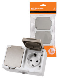 Розетка двойная 2П+3 (горизонтальная) открытой установки IP54 16А "Вуокса" TDM Electric, SQ1803-0008