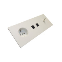 Fontini Блок на 3 поста, Розетка 2к+з, компьютерная розетка и выключатель, цвет Матовый белый,  Fontini, серия Font barcelona 5.1