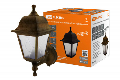 Светильник садово-парковый НБУ 04-60-001 четырехгр., настенный, пластик, расс.пластик, бронза TDM Electric, SQ0330-0774