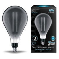 Лампа Gauss Filament PS160 6W 330lm 4000К Е27 gray straight LED 1/6, 179802205