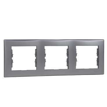 SDN5800560 - SE Sedna Алюминий Рамка 3-ая горизонтальная, Schneider Electric