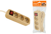Удлинитель бытовой  У03В выключатель, 3 гнезда, 5метров,2П+3, ПВС 3х1мм2 "Эко" (сосна) 16А/250В TDM Electric, SQ1303-2102