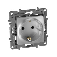 Legrand Розетка с заземлением - Legrand Etika - без шторок 16А 250В винтовые зажимы - алюминий, 672421