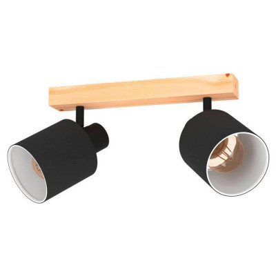 99489 Спот BATALLAS, 2x10W, E27, L300, B50, сталь/текстиль/дерево, черный/белый