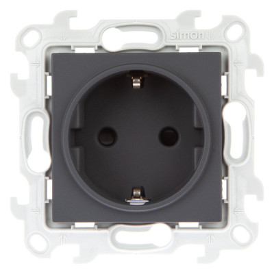 Simon Розетка 2К+З Schuko со штор, графит, 2450432-038