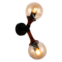 Evoluce SLE109401-01 Светильник настенный Черный, Темное дерево/Прозрачный, Янтарный E27 2*60W