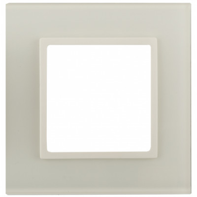 ЭРА Рамка для розеток и выключателей ЭРА Elegance 14-5101-02 на 1 пост, стекло, Эра Elegance, слоновая кость+слоновая кость