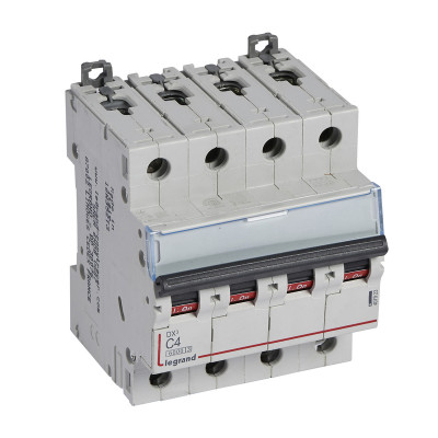 Legrand Автоматический выключатель DX? 6000 - 10 кА - тип характеристики C - 4П - 400 В~ - 4 А - 4 модуля, 407923