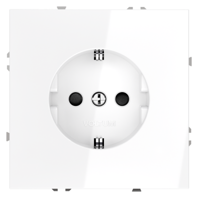 Розетка встраиваемая VOLTUM S70 с заземлением и защитными шторками, 16А, (белый глянцевый), VLS040201