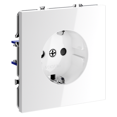 Розетка встраиваемая VOLTUM S70 с заземлением и защитными шторками, 16А, (белый глянцевый), VLS040201