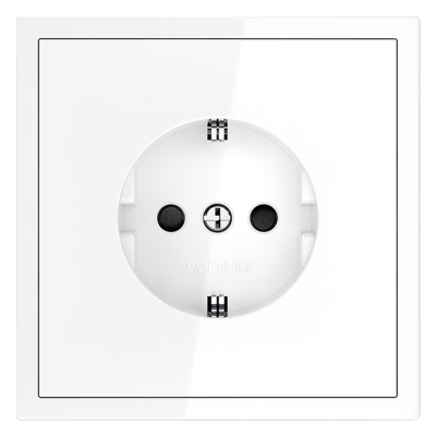 Розетка встраиваемая VOLTUM S70 с заземлением и защитными шторками, 16А, (белый глянцевый), VLS040201