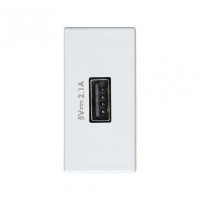 Simon 27 Белый Зарядное устройство USB узкое 2.1А 230В~, 2701097-030