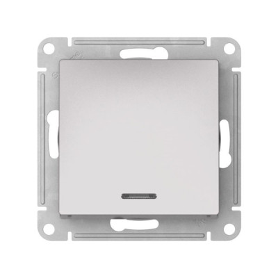 ATN000363S - ATLASDESIGN 1-клавишный ПЕРЕКЛЮЧАТЕЛЬ с подсветкой, сх.6а, 10АХ, мех., быстрозажим. клем., АЛЮМИНИЙ, Systeme Electric