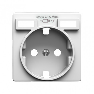 Simon 82 Concept Белый матовый Накладка для розетки Schuko с зарядным устройством 2хUSB, 8200049-090