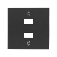 Simon 10001090-238 Накладка розетки 2xUSB цвета черный матовый S100