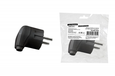 Вилка угловая с/з черная 16А 250В серии "Народная", SQ1806-0408